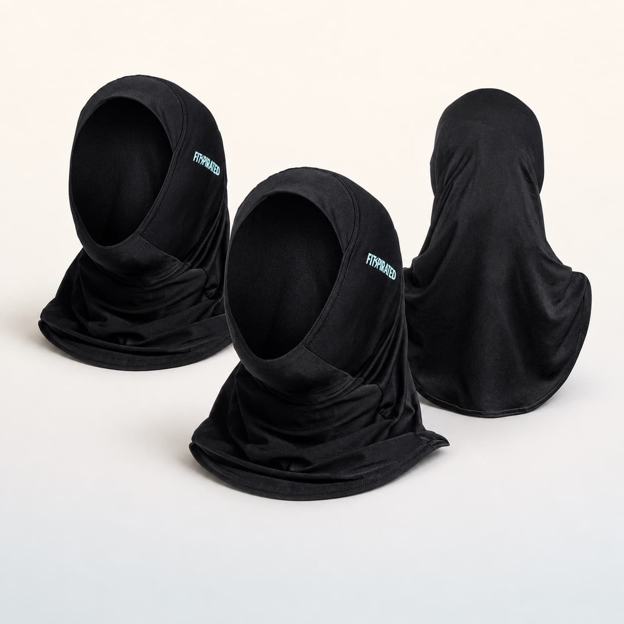 Sport Hijab 3er-Set, drei Hijabs in Schwarz